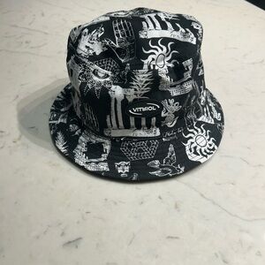 Vitriol Reversible Black Graphic Bucket Hat (Two-Sided)